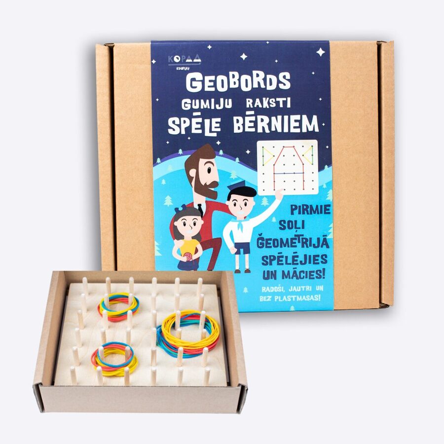GEOBOARD (spalva: natūralus medis) – edukacinis žaidimas vaikams nuo 2 iki 8 metų